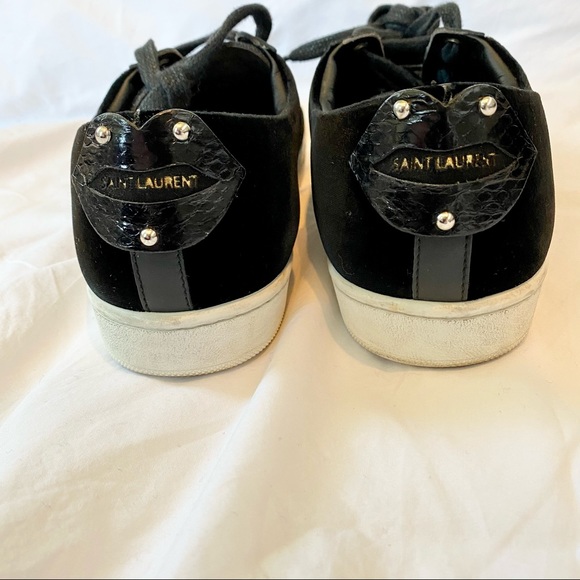 Saint Laurent Velvet & Leather Sneakers - Picture 10 of 13